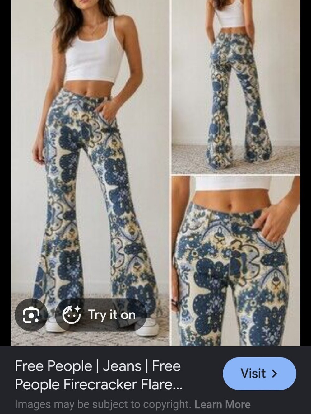 We The Free Jeans Multicolor Paisley Floral Mid Rise Flare Stretch. Size 25 - Picture 12 of 14